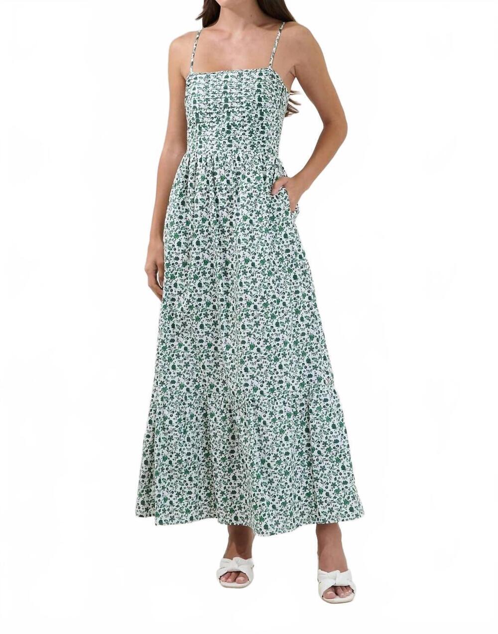 NEW SUGARLIPS sima pleated maxi dress in white green